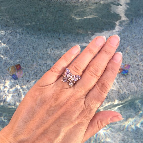 Tanzanite Butterfly Ring .925 Sterling Silver Genuine Gemstones Limited Edition - Picture 5 of 16